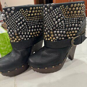 Sam Edelman Black Studded Leather Ankle Boots
